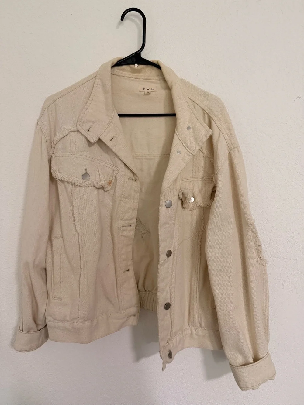 Beige Fringe Rhinestone Distressed Jacket - Picture 2 of 5